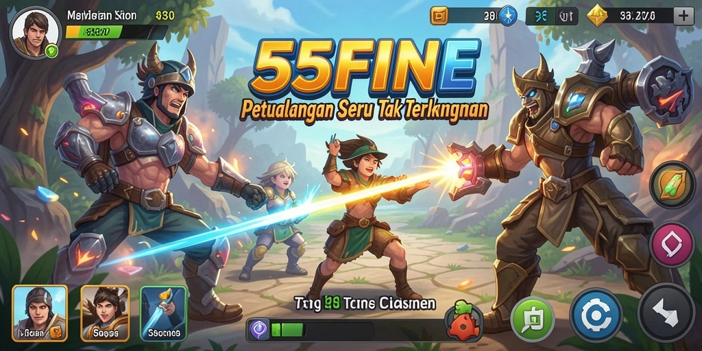 Tangkapan layar gameplay 55FIVE dengan aksi seru di petualangan.