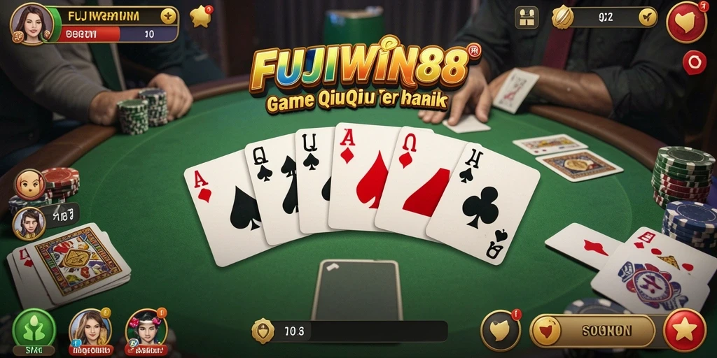 Screenshot utama FUJIWIN88 menampilkan gameplay seru QiuQiu.