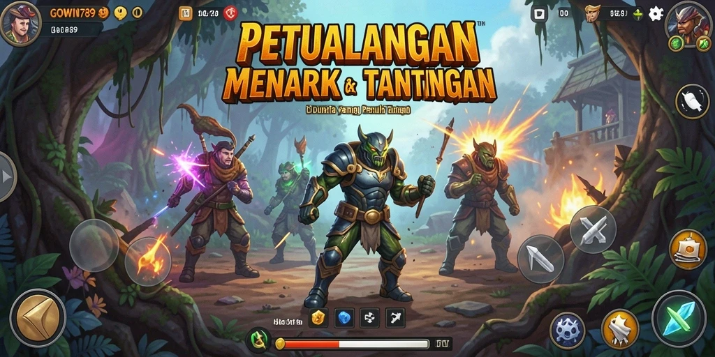 Screenshot gameplay GOWIN789 menampilkan petualangan yang mendebarkan dan lingkungan yang memukau.