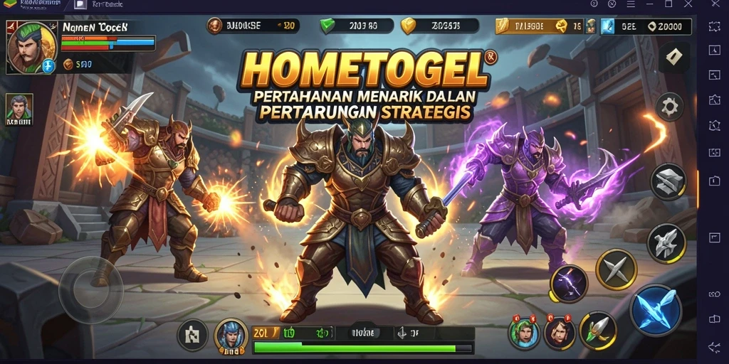 Screenshot gameplay HOMETOGEL menampilkan pertahanan strategis yang menarik.