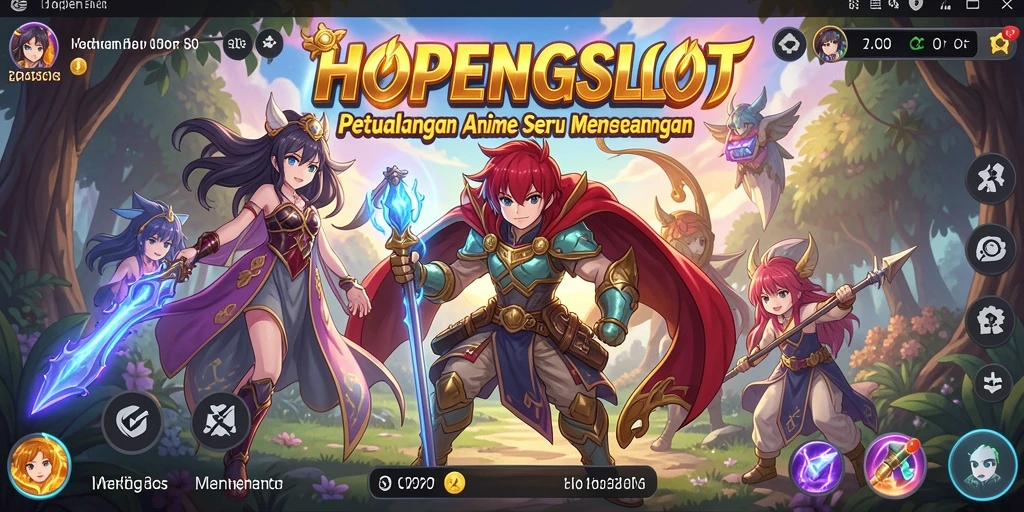 Screenshot utama HOPENGSLOT menampilkan aksi seru karakter Anime.