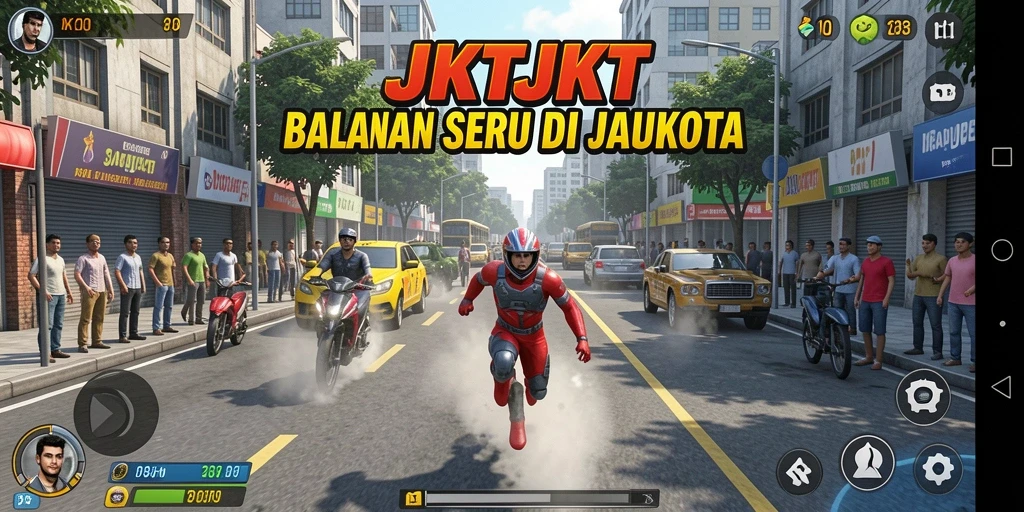 Tampilan gameplay Racing JKTJKT yang mendebarkan dan kompetitif.