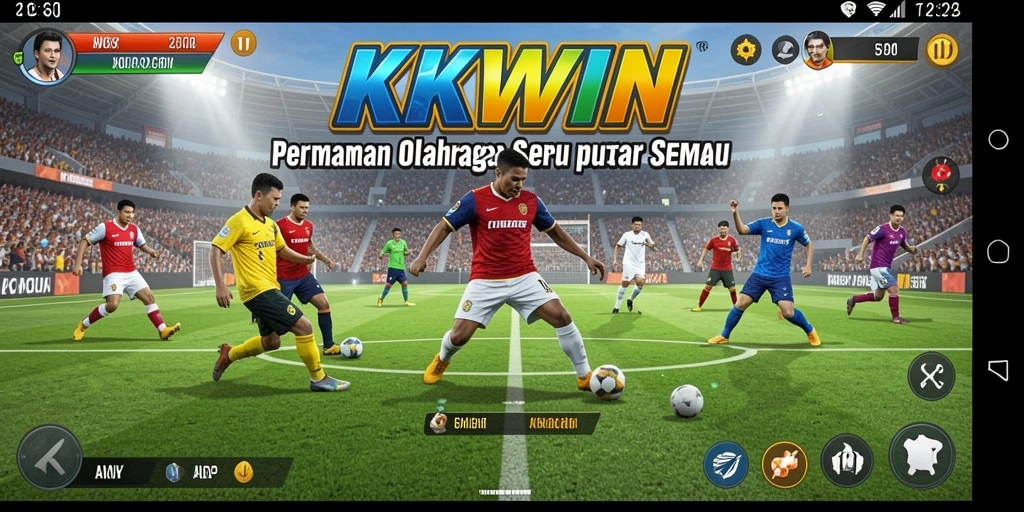 Screenshot KKWIN menampilkan gameplay olahraga yang mendebarkan dan interaktif.