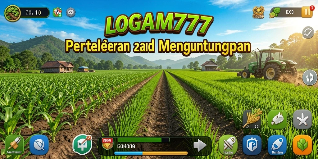 Screenshot utama LOGAM777 menampilkan gameplay pertanian yang seru.