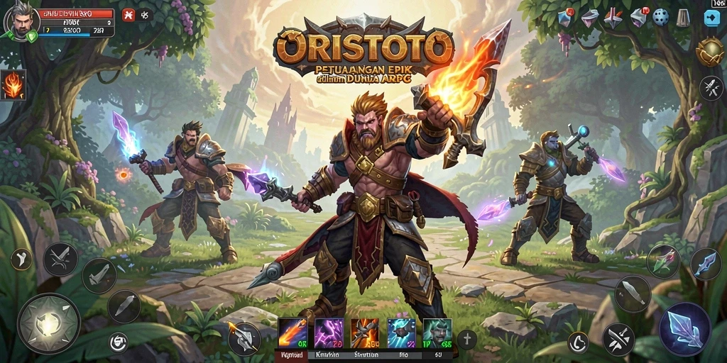 Screenshot gameplay ORISTOTO menunjukkan aksi pertarungan yang seru dan dinamis.