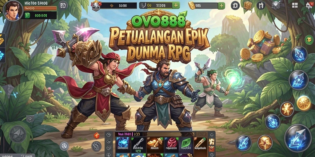 Screenshot OVO88 menampilkan pertarungan epik dalam gameplay RPG