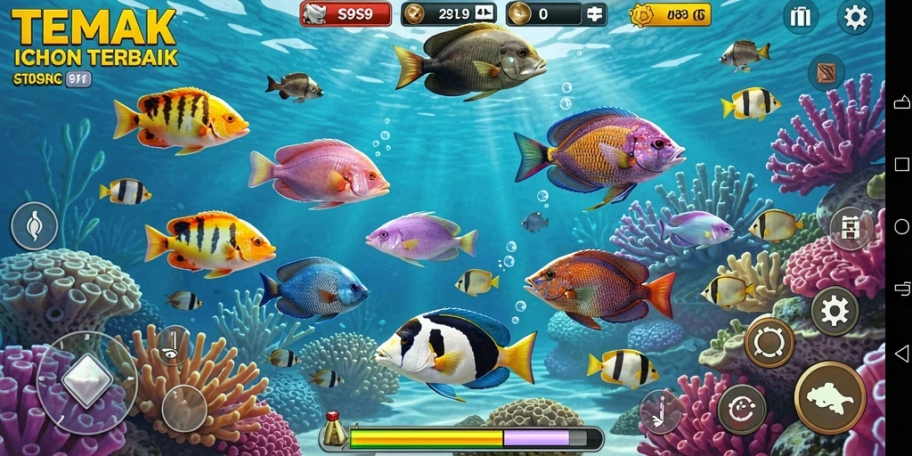 Tampilan gameplay menembak ikan yang seru dan penuh warna.