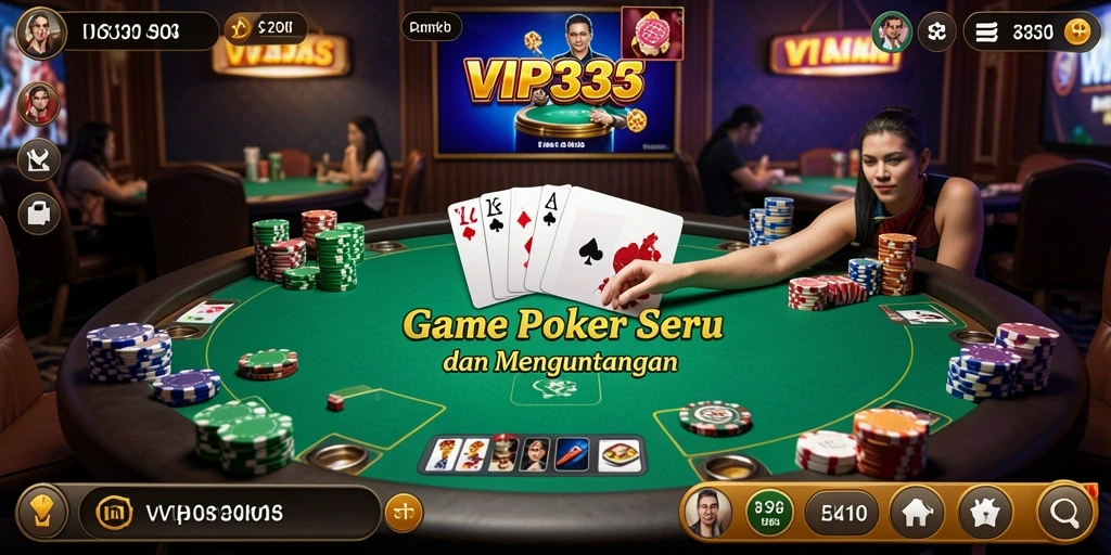 Tampilan gameplay Poker yang menegangkan di VIP333.