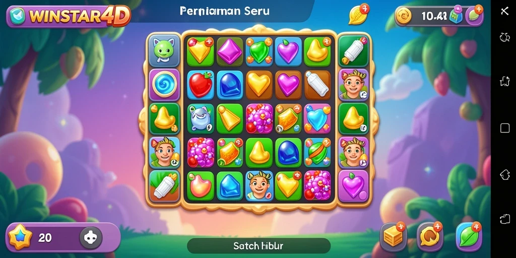 Tangkapan layar gameplay <strong>WINSTAR4D</strong> yang menampilkan aksi pencocokan seru.